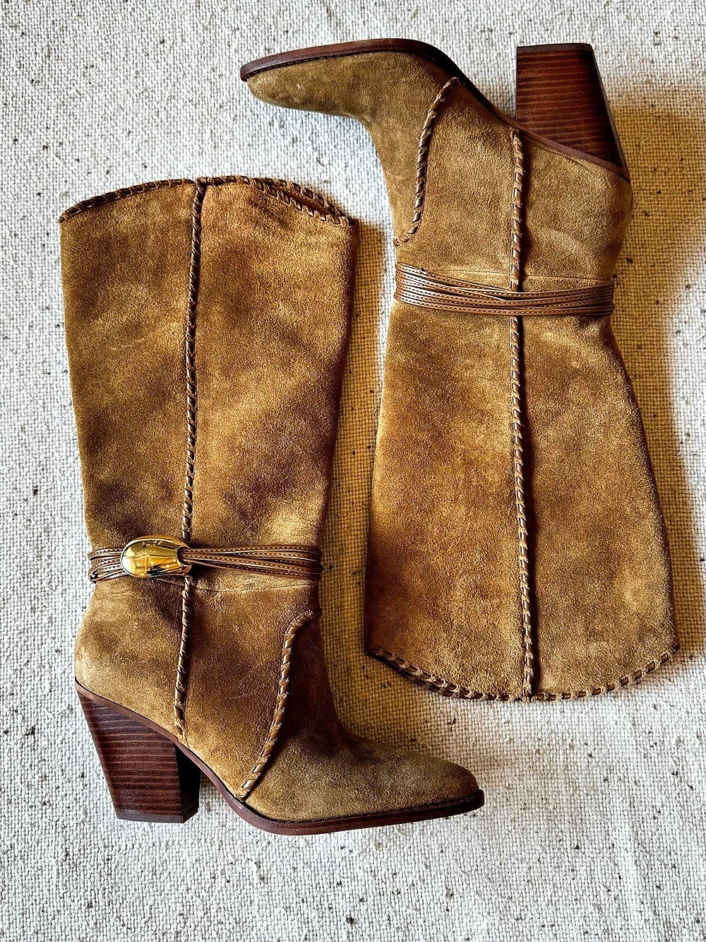 Dolce Vita Jody Women’s 8.5 Brown Suede Knee High Western Boots Whipstitch